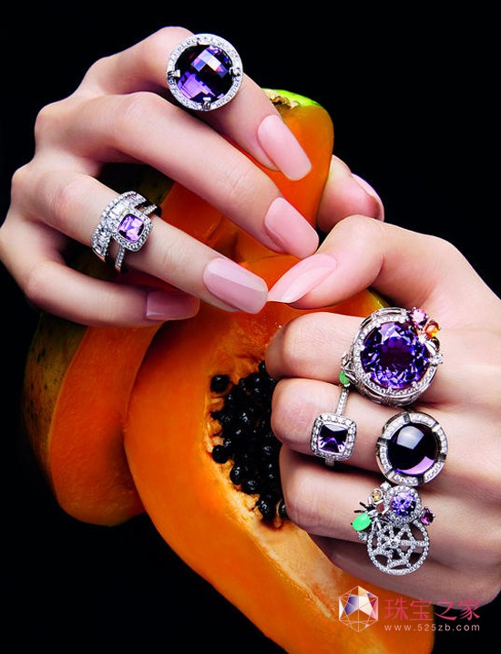 Chaumet尚美若你爱我白金镶钻紫晶戒指，Tiffany & Co.蒂芙尼铂金镶嵌钻石及碧玺戒指，TSL|谢瑞麟钻饰系列戒指。
